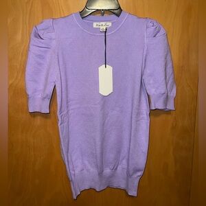 NWT lavender short sleeve sweater S